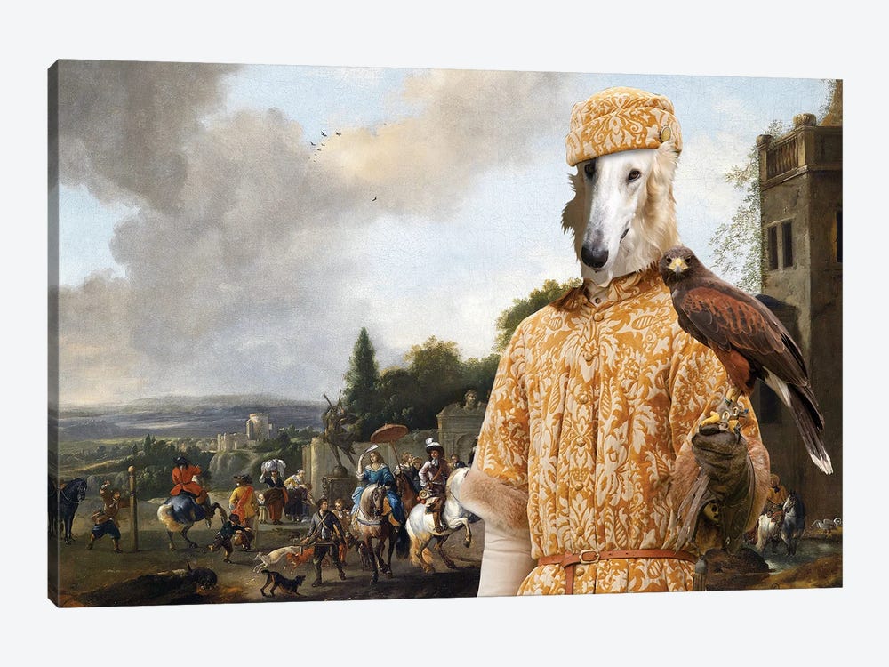 Borzoi Falcon Hunt by Nobility Dogs 1-piece Canvas Print