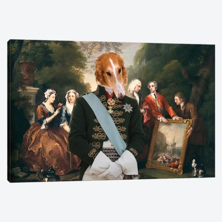 Borzoi Artist Selling His Painting Canvas Print #NDG1779} by Nobility Dogs Canvas Print