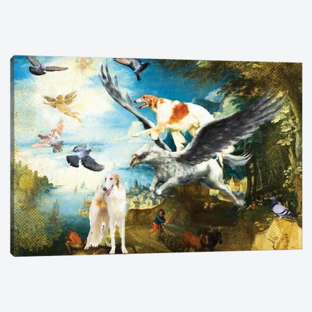 Borzoi With The Fall Of Icarus Canvas Print #NDG1780} by Nobility Dogs Canvas Art
