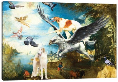 Borzoi With The Fall Of Icarus Canvas Art Print