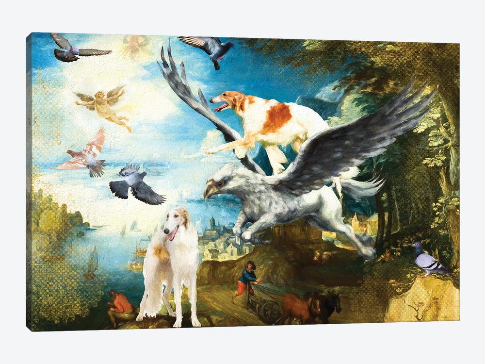 Borzoi With The Fall Of Icarus by Nobility Dogs 1-piece Canvas Wall Art