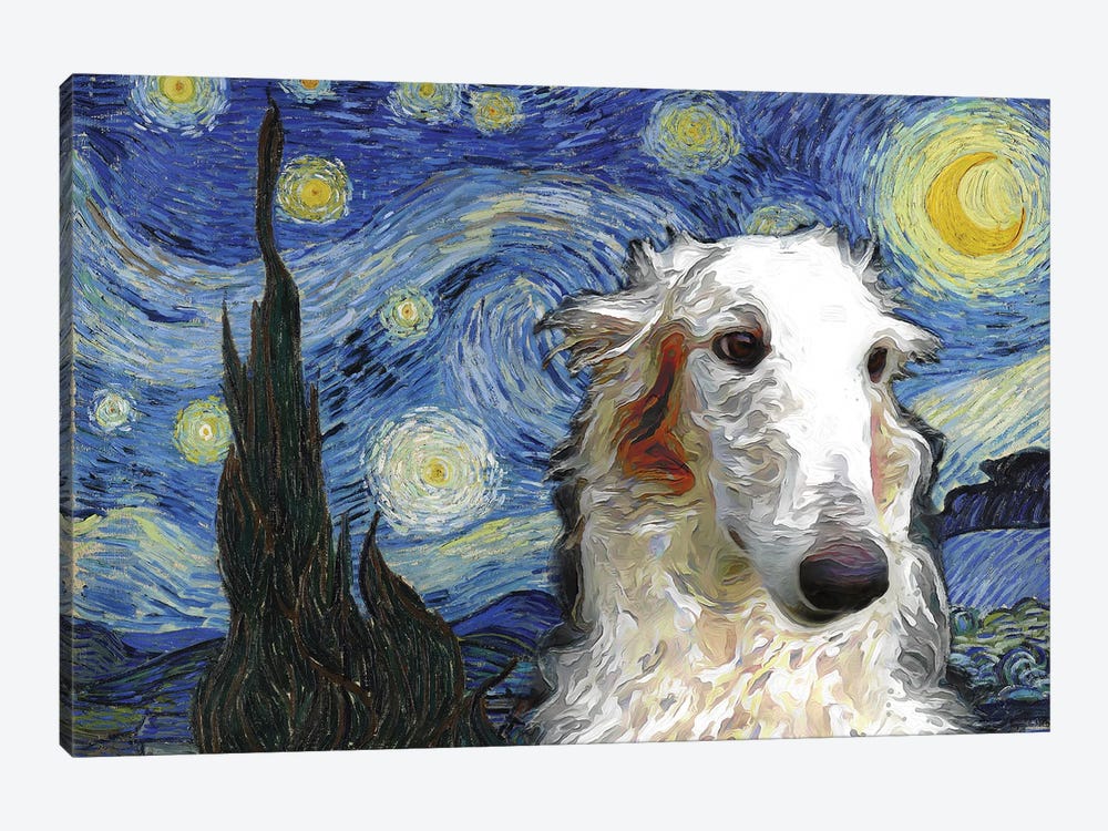 Borzoi The Starry Night by Nobility Dogs 1-piece Canvas Wall Art