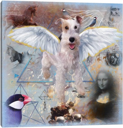 Wire Fox Terrier Angel Da Vinci Canvas Art Print - Mona Lisa Reimagined