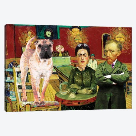 Shar Pei Red, The Night Café With Frida Kahlo And Van Gogh Canvas Print #NDG1791} by Nobility Dogs Canvas Art Print