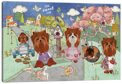 Yorkshire Terrier Home Sweet Home Canvas Art Print - Yorkshire Terrier Art