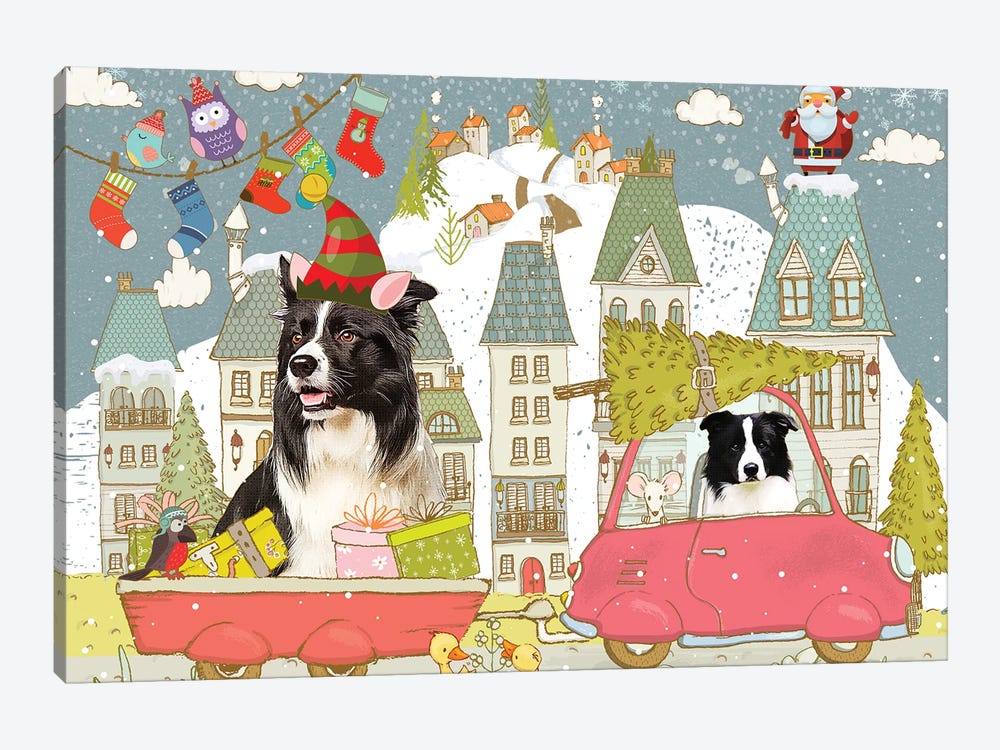 Border Collie Christmas City Adventure by Nobility Dogs 1-piece Canvas Print