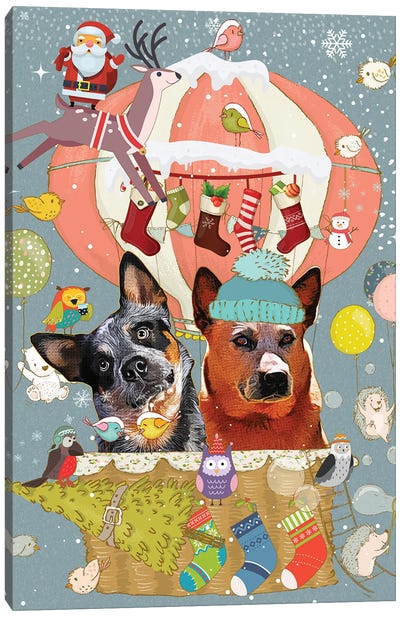 Australian Cattle Dog Christmas Journey Canvas Art Print