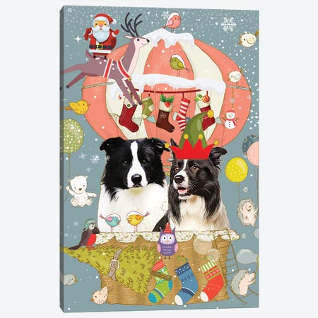 Border Collie Christmas Journey Canvas Print #NDG1809} by Nobility Dogs Art Print