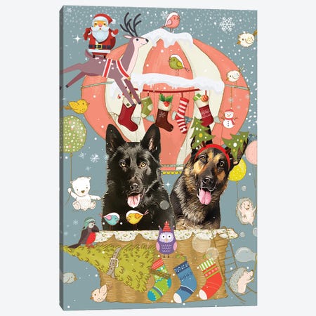 German Shepherd Christmas Journey Canvas Print #NDG1810} by Nobility Dogs Canvas Artwork
