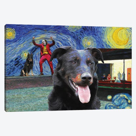 Beauceron Starry Night Nighthawks Joker Canvas Print #NDG1814} by Nobility Dogs Canvas Print