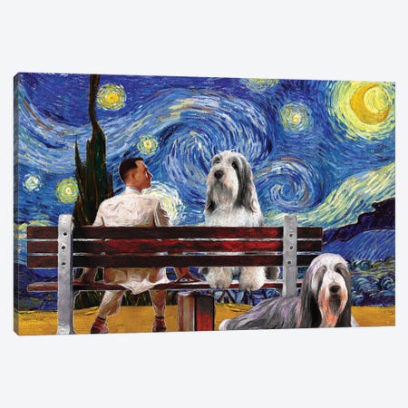 Bearded Collie Starry Night Forrest Gump Canvas Print #NDG1817} by Nobility Dogs Canvas Art Print