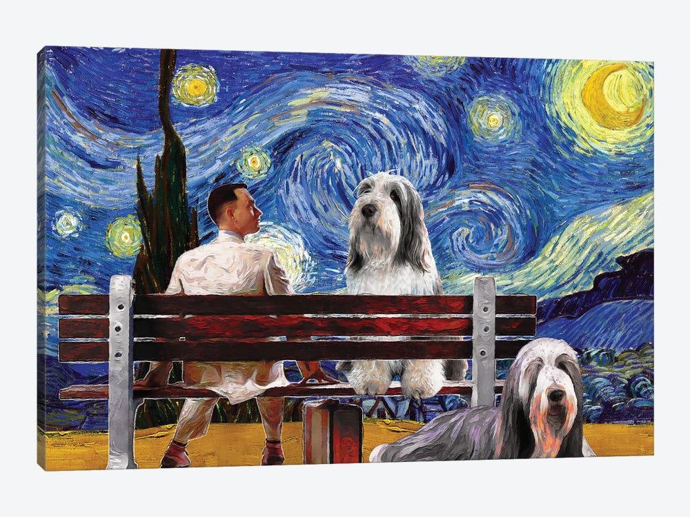 Bearded Collie Starry Night Forrest Gump by Nobility Dogs 1-piece Canvas Art