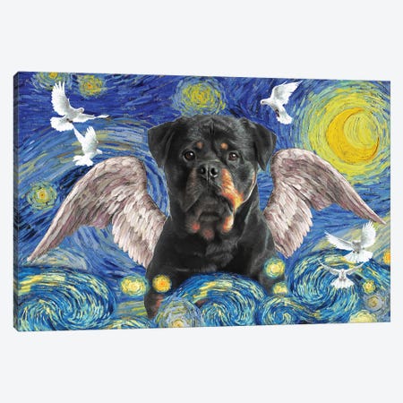 Rottweiler Starry Night Angel Canvas Print #NDG1820} by Nobility Dogs Canvas Print