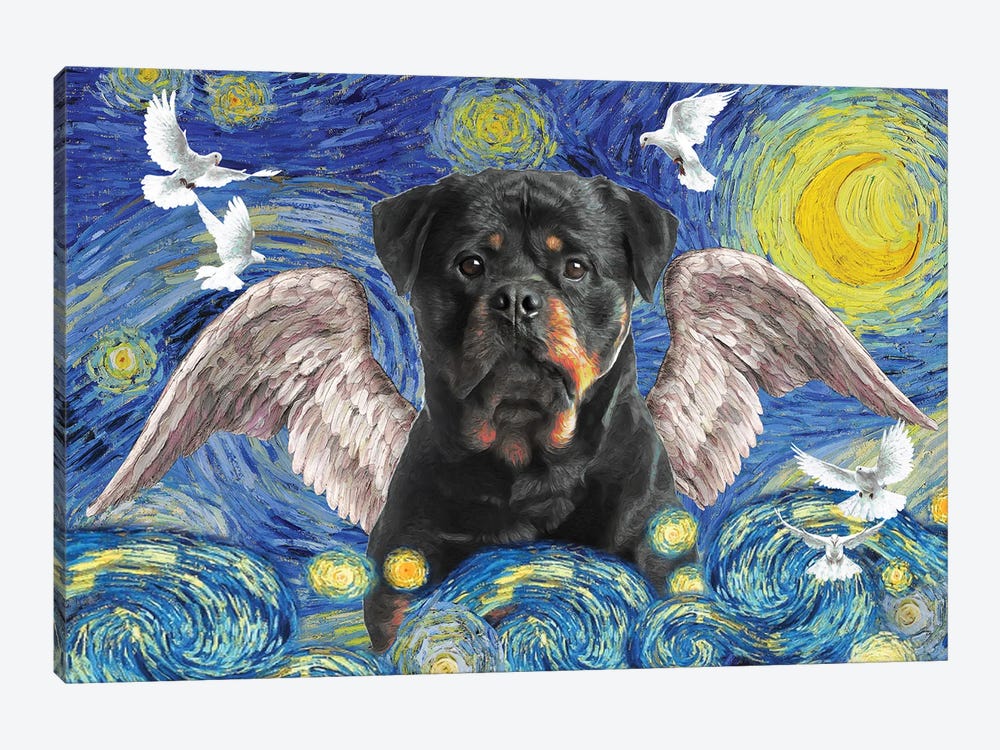 Rottweiler Starry Night Angel by Nobility Dogs 1-piece Canvas Wall Art