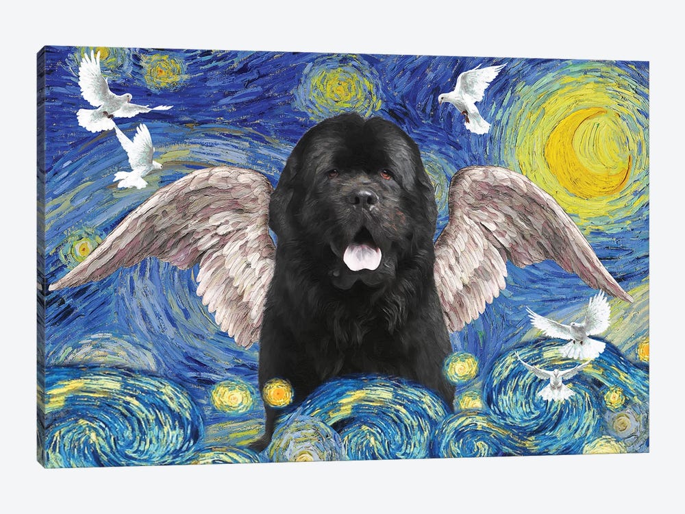 Newfoundland Dog Starry Night Angel by Nobility Dogs 1-piece Art Print