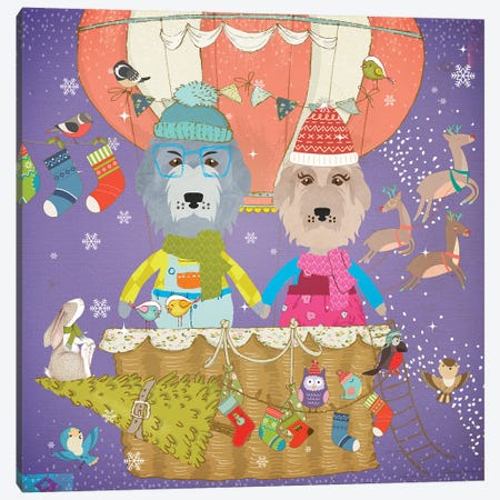 Irish Wolfhound Christmas Sky Adventure Canvas Print #NDG1823} by Nobility Dogs Art Print