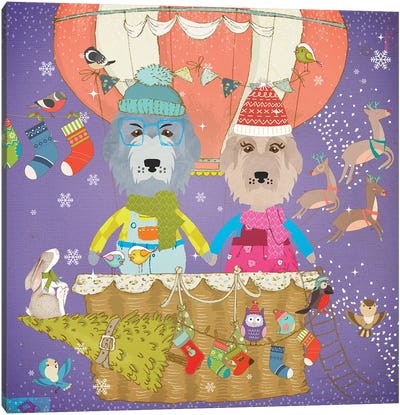 Irish Wolfhound Christmas Sky Adventure Canvas Art Print