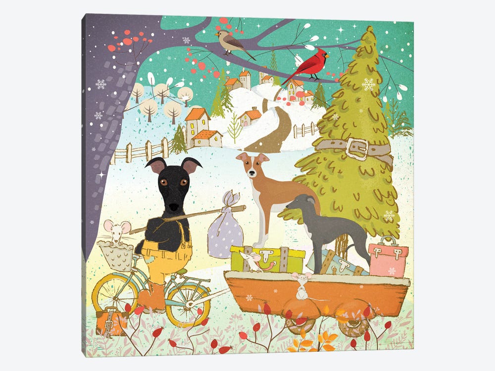 Italian Greyhound Christmas Adventure Time by Nobility Dogs 1-piece Canvas Wall Art