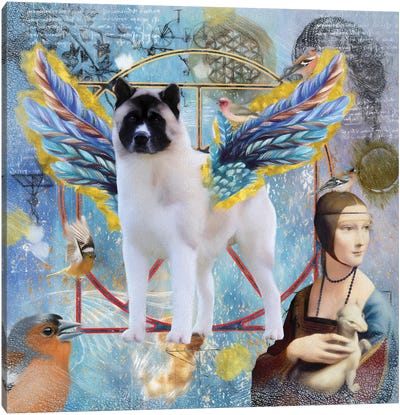 Akita Dog Angel Da Vinci Canvas Art Print - Lady with An Ermine Reimagined