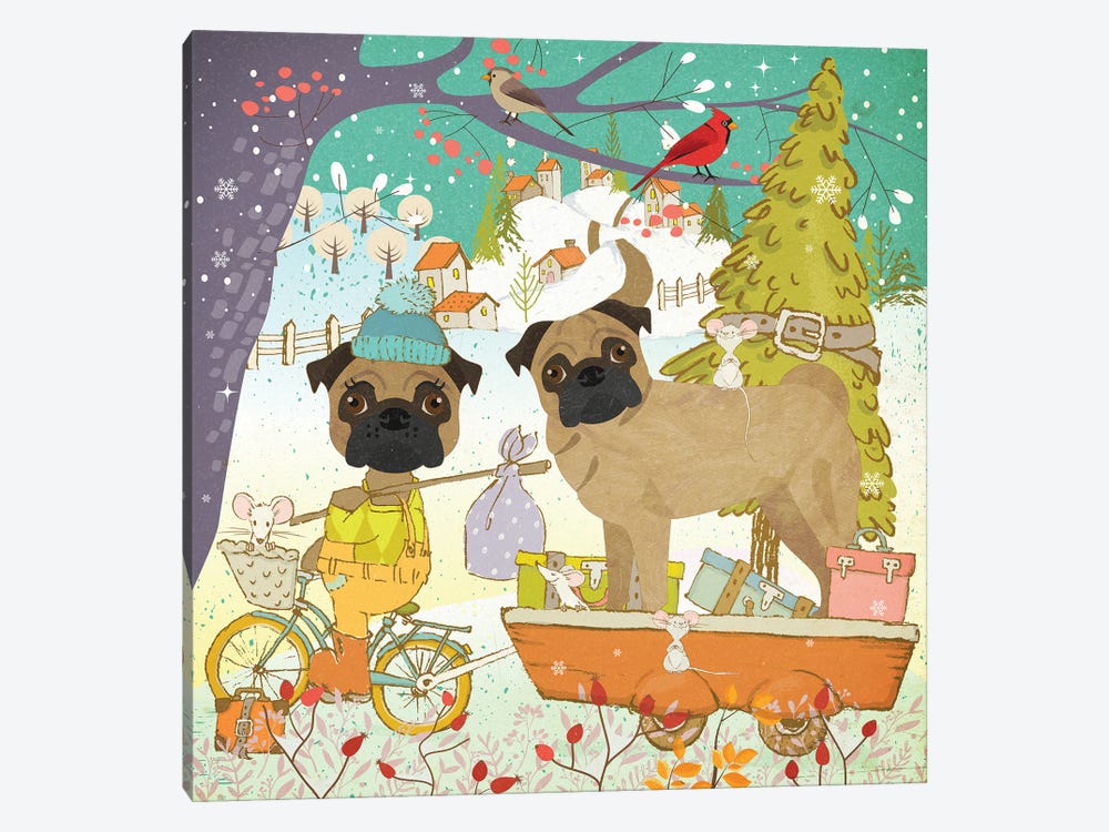 Fawn Pug Christmas Adventure Time by Nobility Dogs 1-piece Art Print