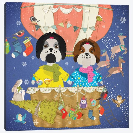 Shih Tzu Christmas Sky Adventure Canvas Print #NDG1832} by Nobility Dogs Canvas Wall Art