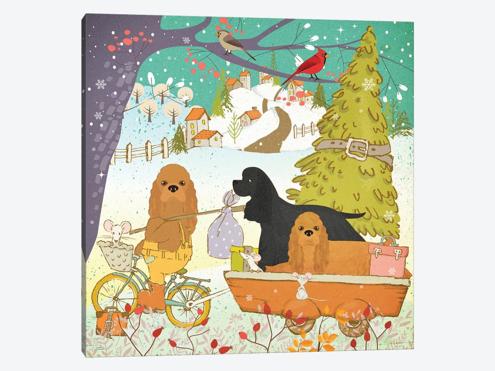 Cocker Spaniel Christmas Adventure Time by Nobility Dogs 1-piece Canvas Art