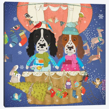 English Springer Spaniel Christmas Sky Adventure Canvas Print #NDG1834} by Nobility Dogs Art Print