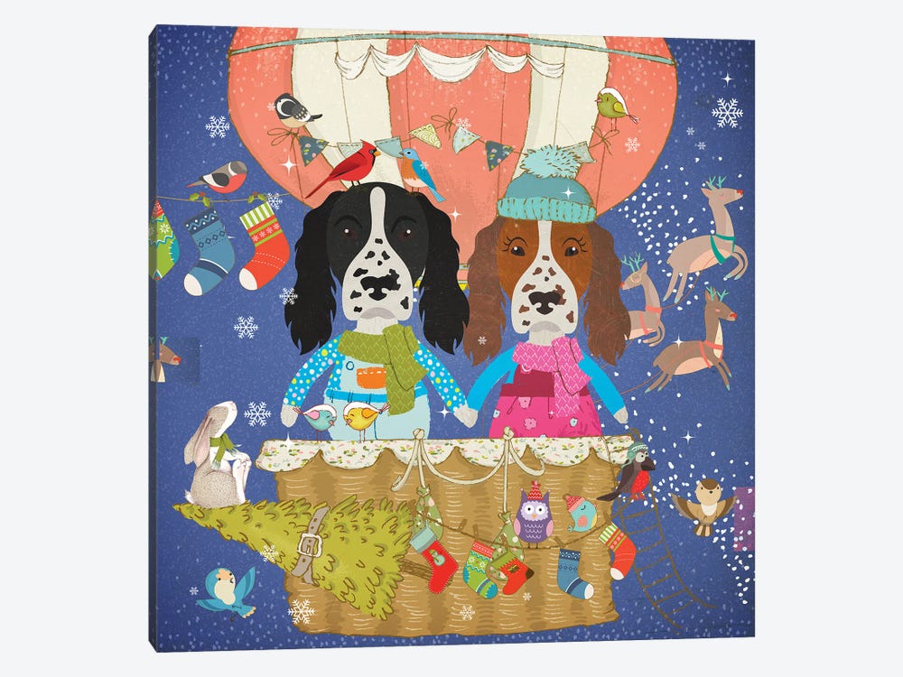 English Springer Spaniel Christmas Sky Adventure by Nobility Dogs 1-piece Canvas Art Print