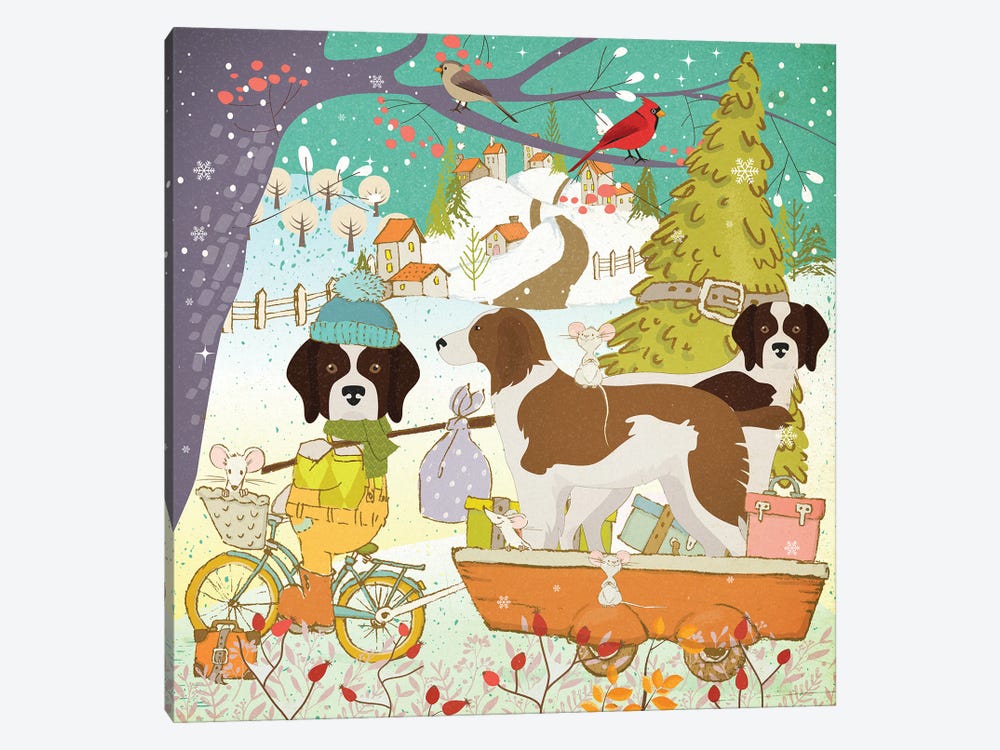 Brittany Spaniel Christmas Adventure Time by Nobility Dogs 1-piece Canvas Art