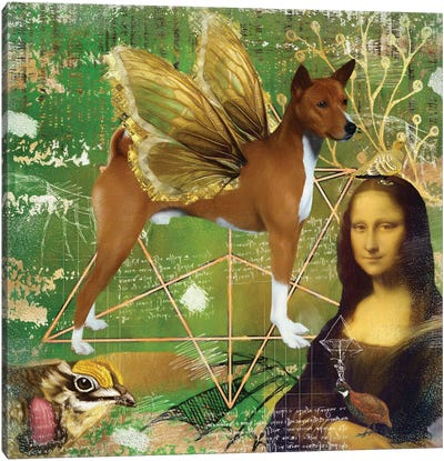 Basenji Angel Da Vinci Canvas Art Print - Mona Lisa Reimagined