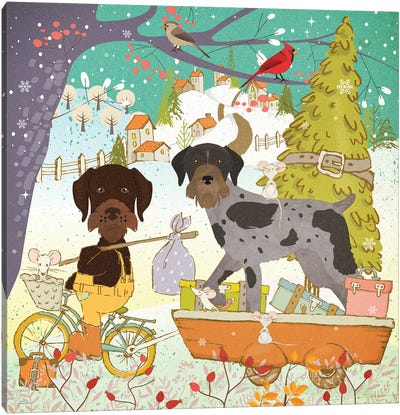 German Wirehaired Pointer Christmas Adventure Time Canvas Art Print