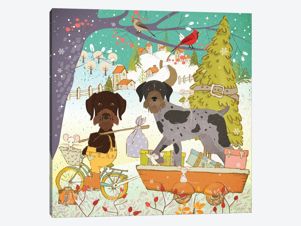 German Wirehaired Pointer Christmas Adventure Time by Nobility Dogs 1-piece Canvas Art
