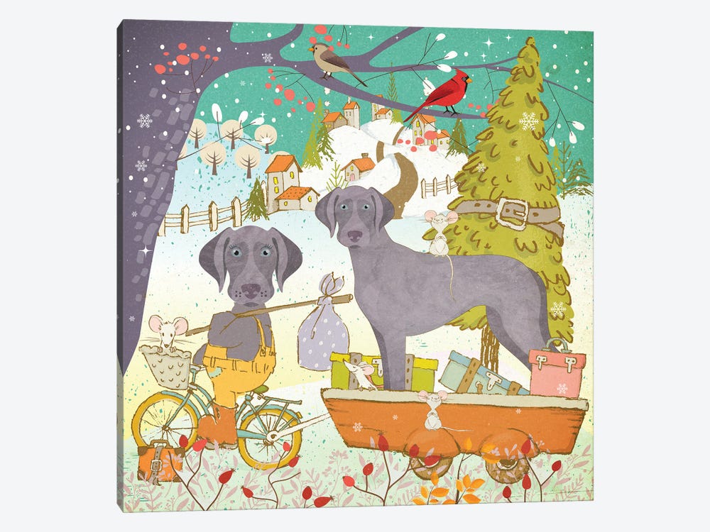 Weimaraner Christmas Adventure Time by Nobility Dogs 1-piece Canvas Print
