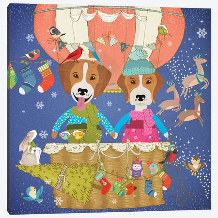 Beagle Christmas Sky Adventure Canvas Print #NDG1843} by Nobility Dogs Canvas Art Print