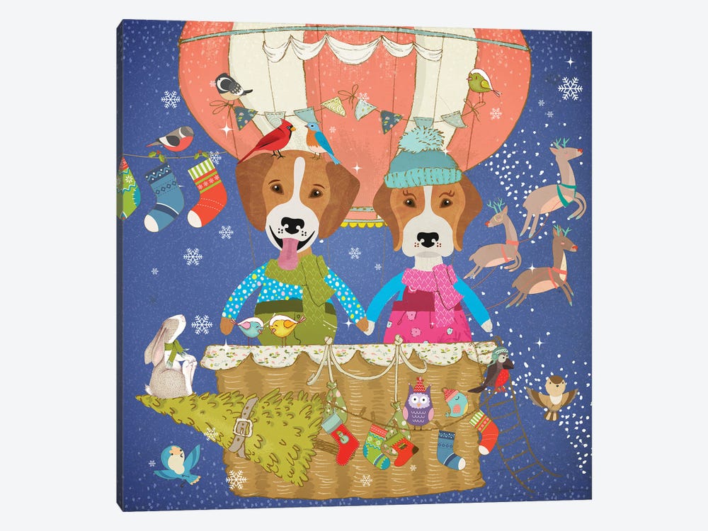 Beagle Christmas Sky Adventure by Nobility Dogs 1-piece Art Print