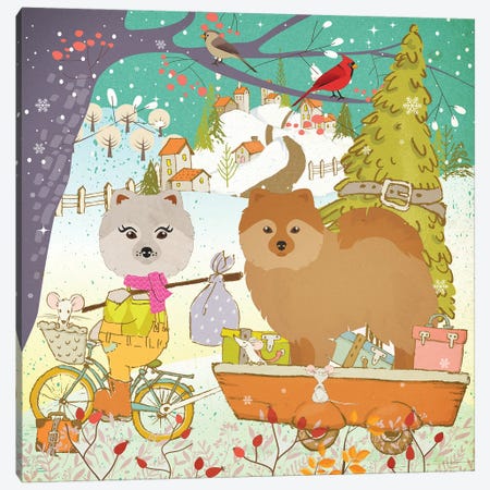 Pomeranian Christmas Adventure Time Canvas Print #NDG1849} by Nobility Dogs Canvas Print