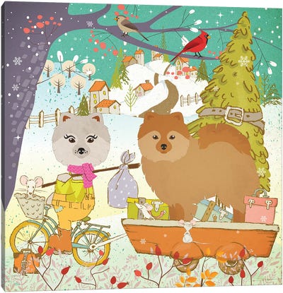 Pomeranian Christmas Adventure Time Canvas Art Print