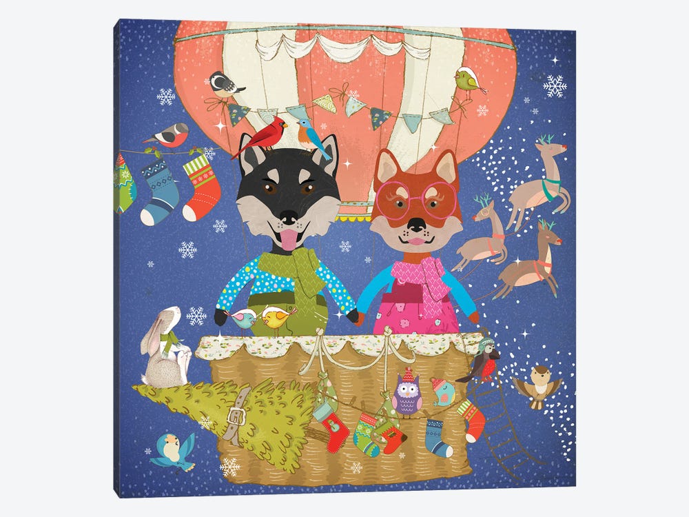 Shiba Inu Christmas Sky Adventure by Nobility Dogs 1-piece Canvas Print