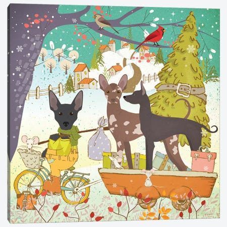 Xoloitzquintle Christmas Adventure Time Canvas Print #NDG1852} by Nobility Dogs Canvas Artwork