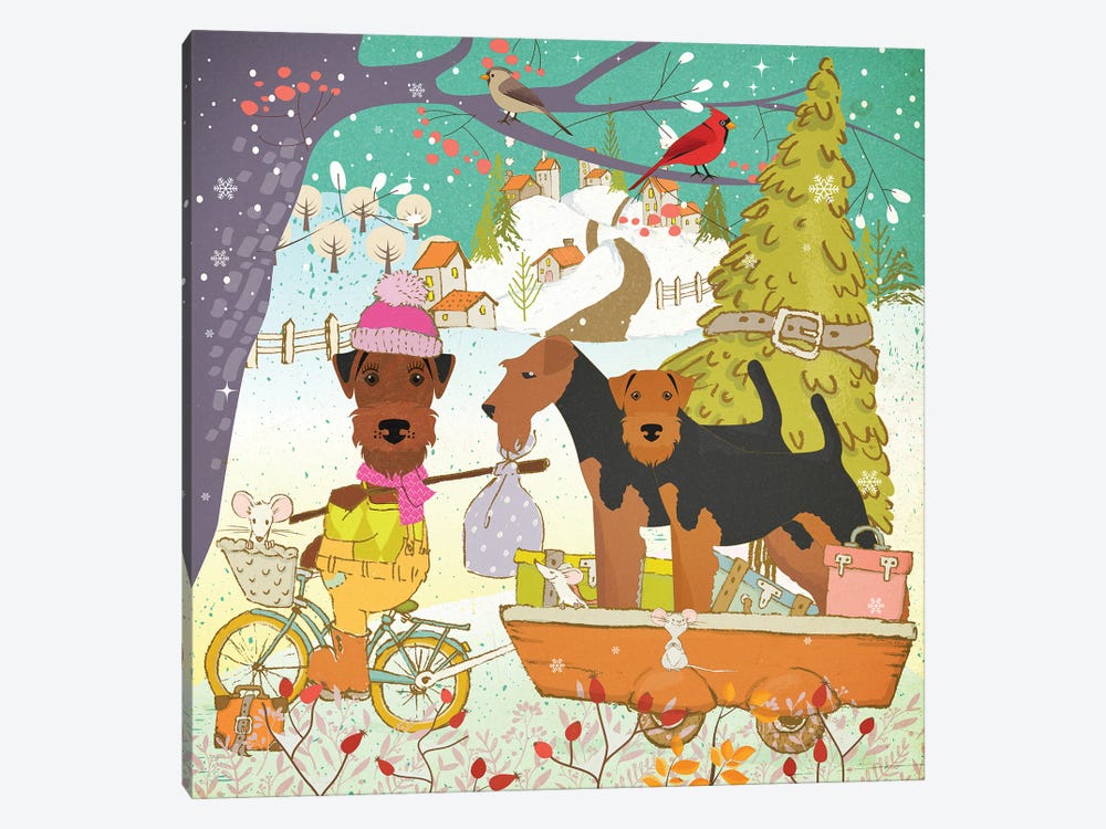 Airedale Terrier Christmas Adventure Time by Nobility Dogs 1-piece Canvas Art