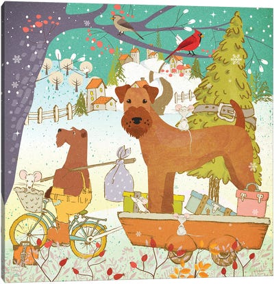 Irish Terrier Christmas Adventure Time Canvas Art Print
