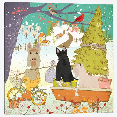 Scottish Terrier Christmas Adventure Time Canvas Print #NDG1855} by Nobility Dogs Canvas Print