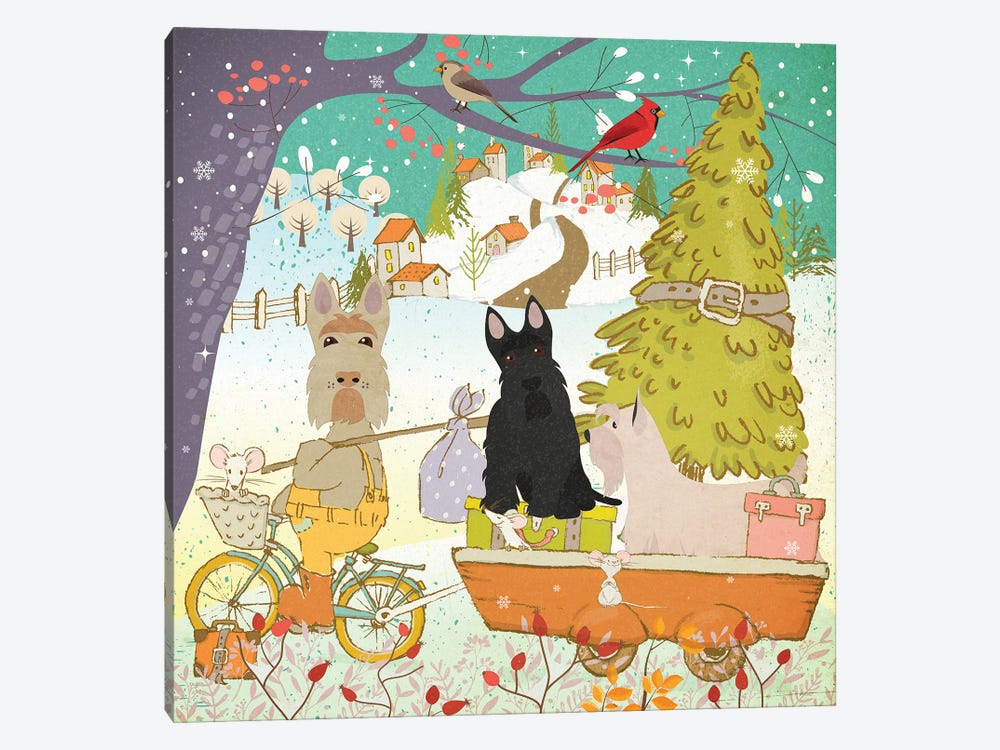 Scottish Terrier Christmas Adventure Time by Nobility Dogs 1-piece Canvas Art