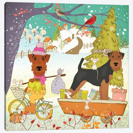 Welsh Terrier Christmas Adventure Time Canvas Print #NDG1856} by Nobility Dogs Canvas Art Print