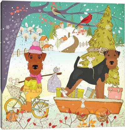 Welsh Terrier Christmas Adventure Time Canvas Art Print