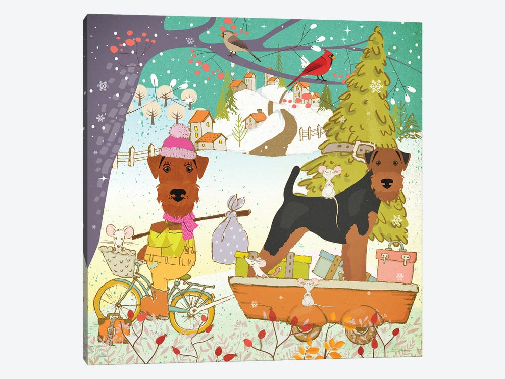 Welsh Terrier Christmas Adventure Time by Nobility Dogs 1-piece Canvas Art Print