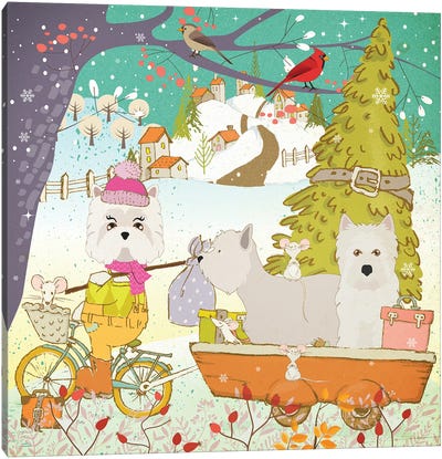 West Highland White Terrier Christmas Adventure Time Canvas Art Print - West Highland White Terrier Art