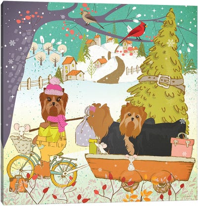 Yorkshire Terrier Christmas Adventure Time Canvas Art Print - Yorkshire Terrier Art