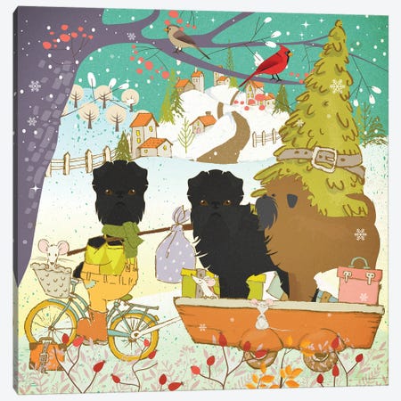 Affenpinscher Christmas Adventure Time Canvas Print #NDG1859} by Nobility Dogs Canvas Artwork