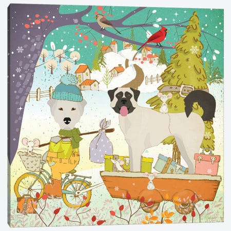 Anatolian Shepherd Dog Christmas Adventure Time Canvas Print #NDG1860} by Nobility Dogs Canvas Art Print